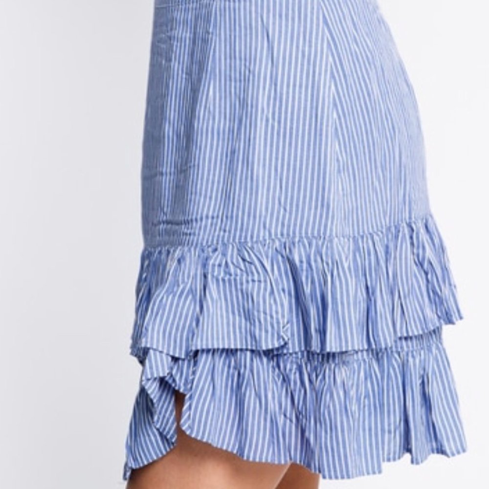 Hem & Thread White & Blue Stripe Skirt